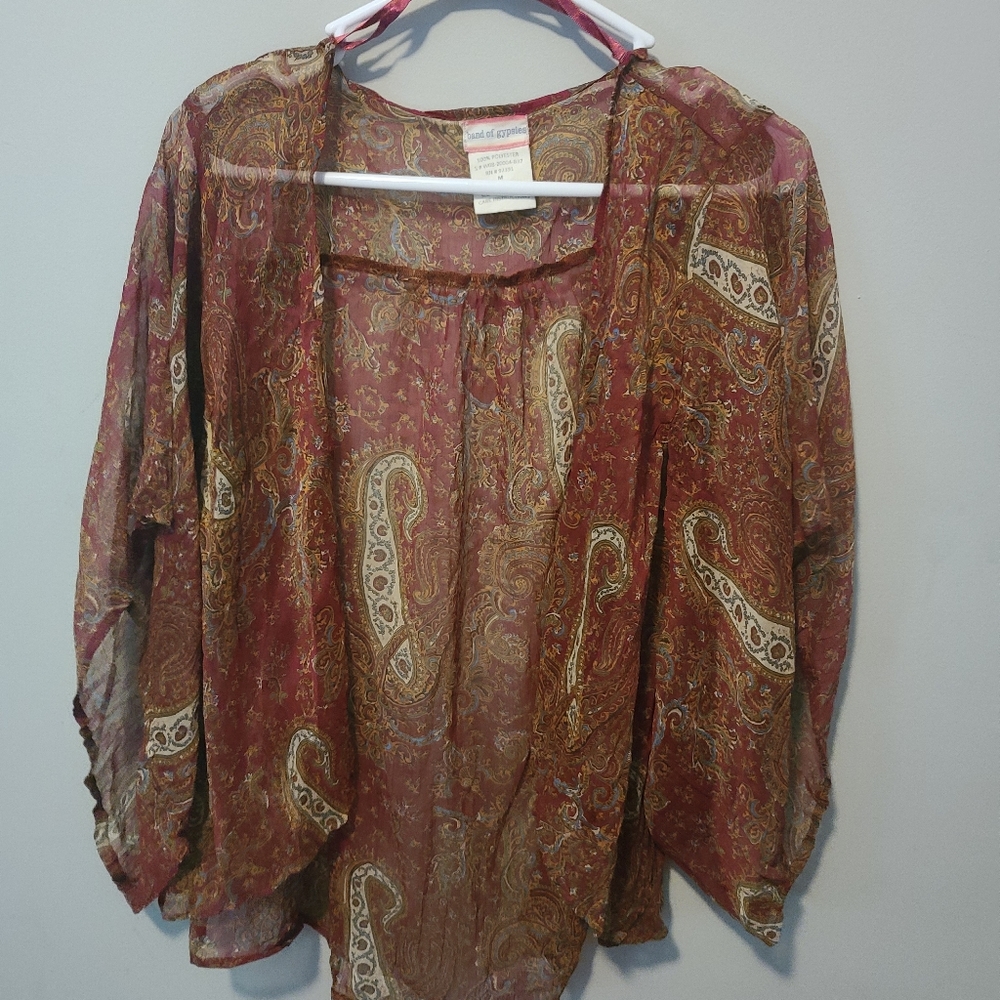 band of gypsies burgundy patterned kimono size M